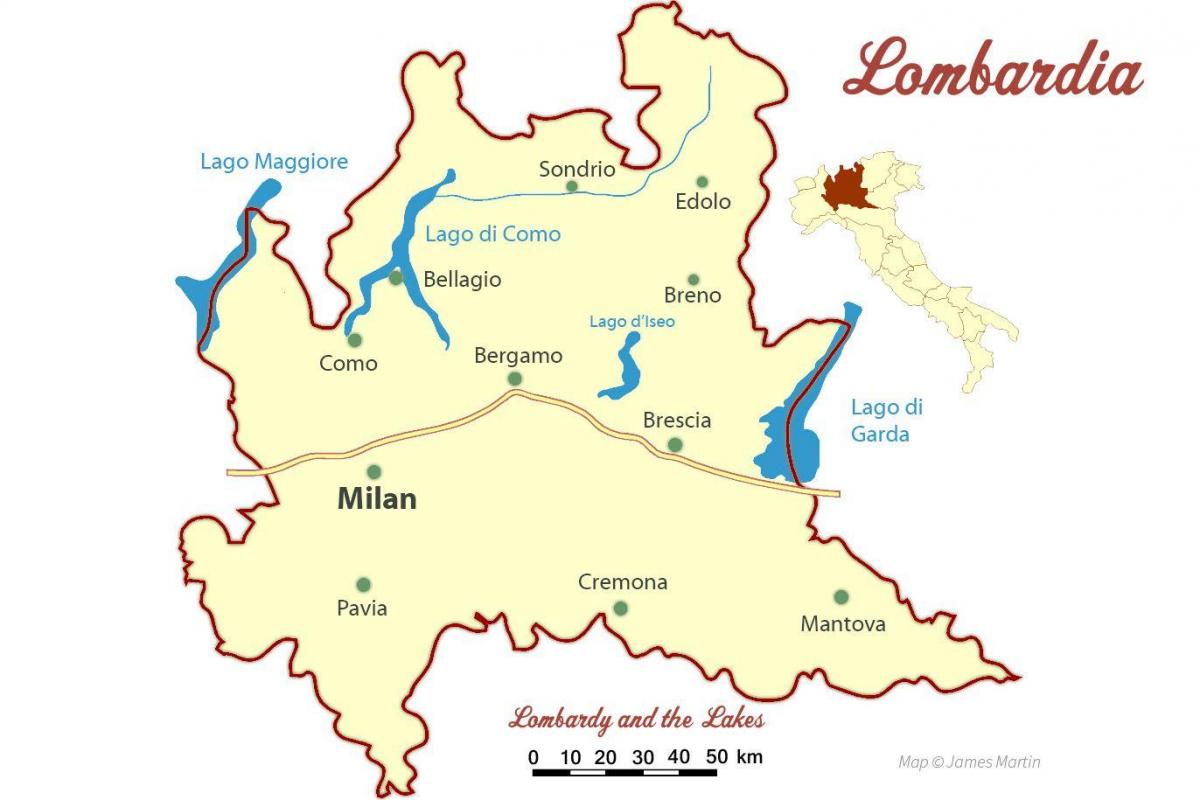 kort over milano i lombardiet