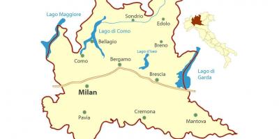 Kort over milano i lombardiet