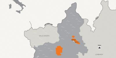 Kort over milano og i de omkringliggende byer