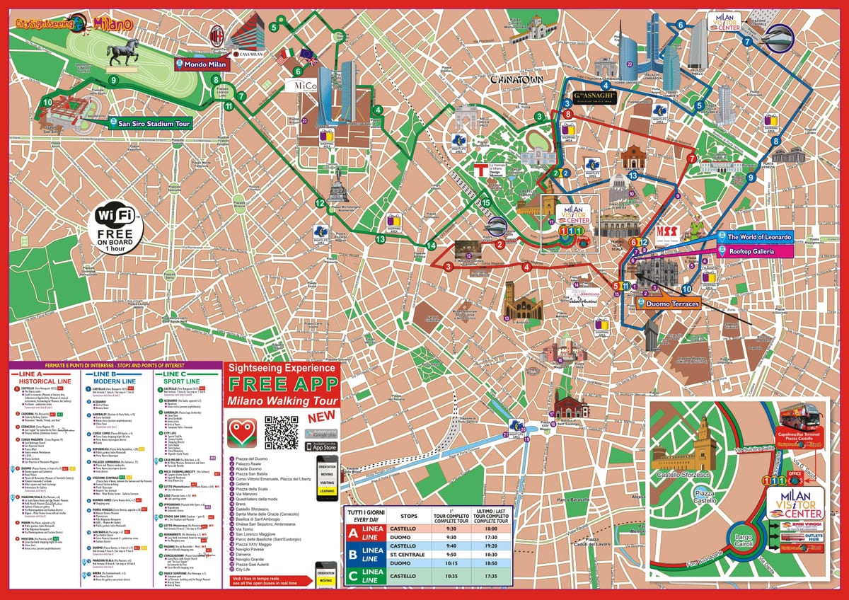milano ' hop on, hop-off ruten kort