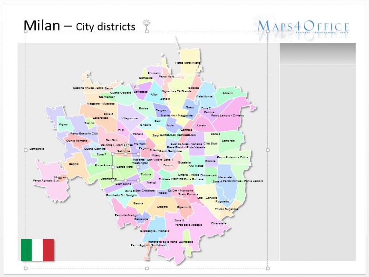 kort over milano distrikter