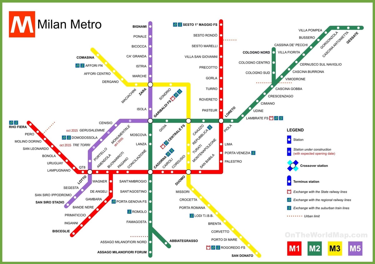 metrostationen milano kort
