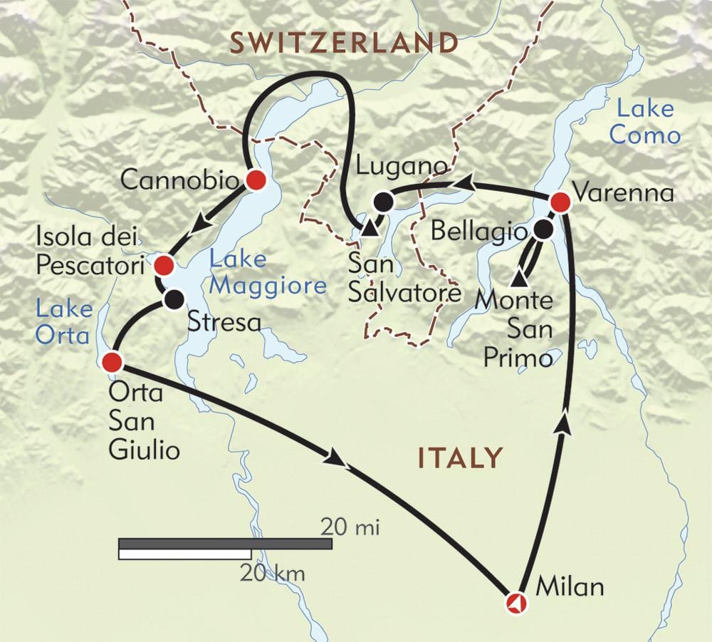 kort over milano søer
