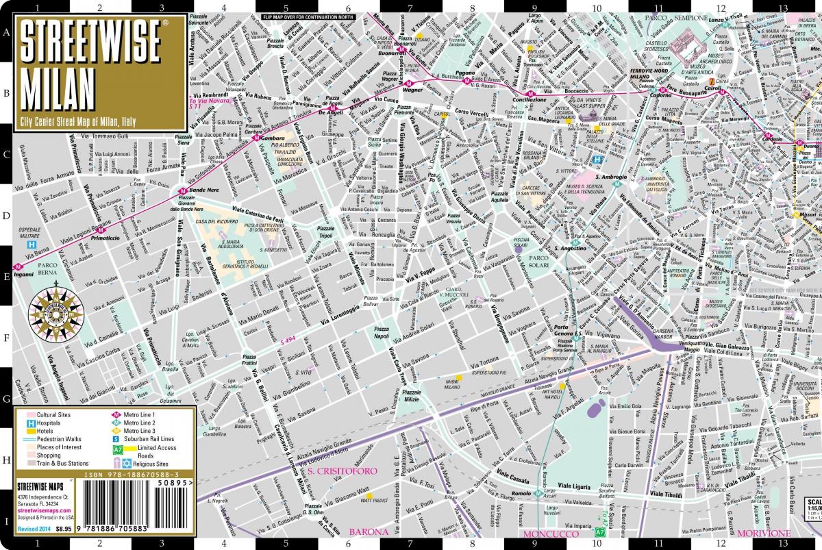 street map i milanos centrum